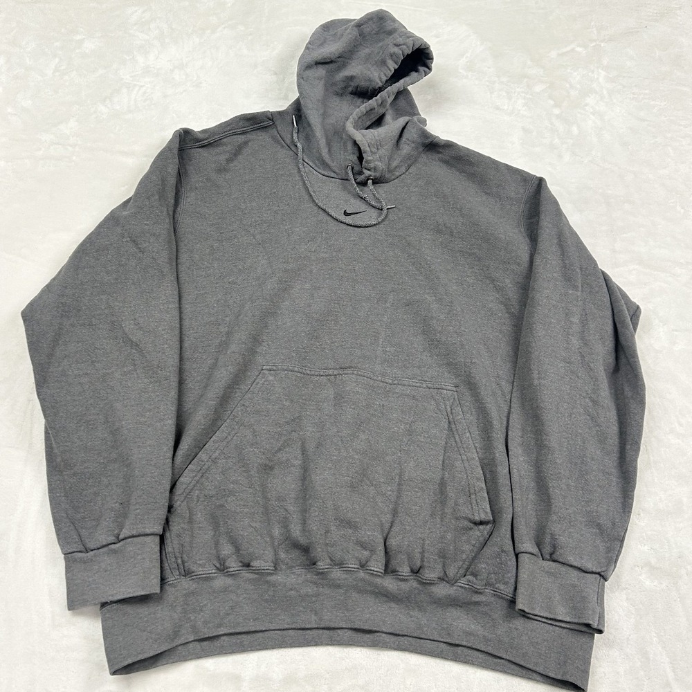Nike Hoodie Mens XL Gray Center Swoosh Pullover Fleece Sportswear 1596